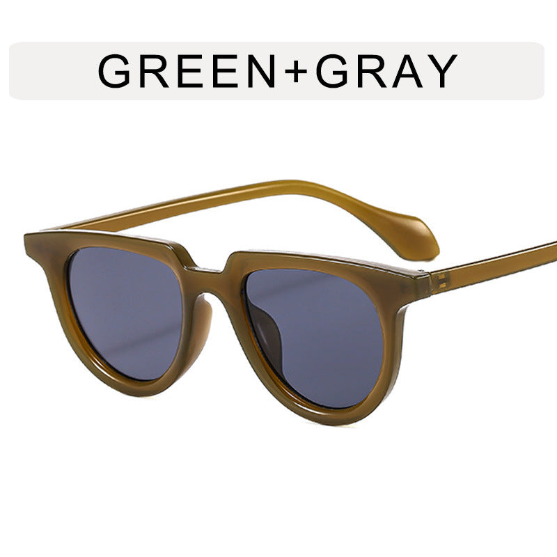 Venta al por mayor, medio marco ovalado, retro, ojo de gato, PC, gafas de sol para mujer