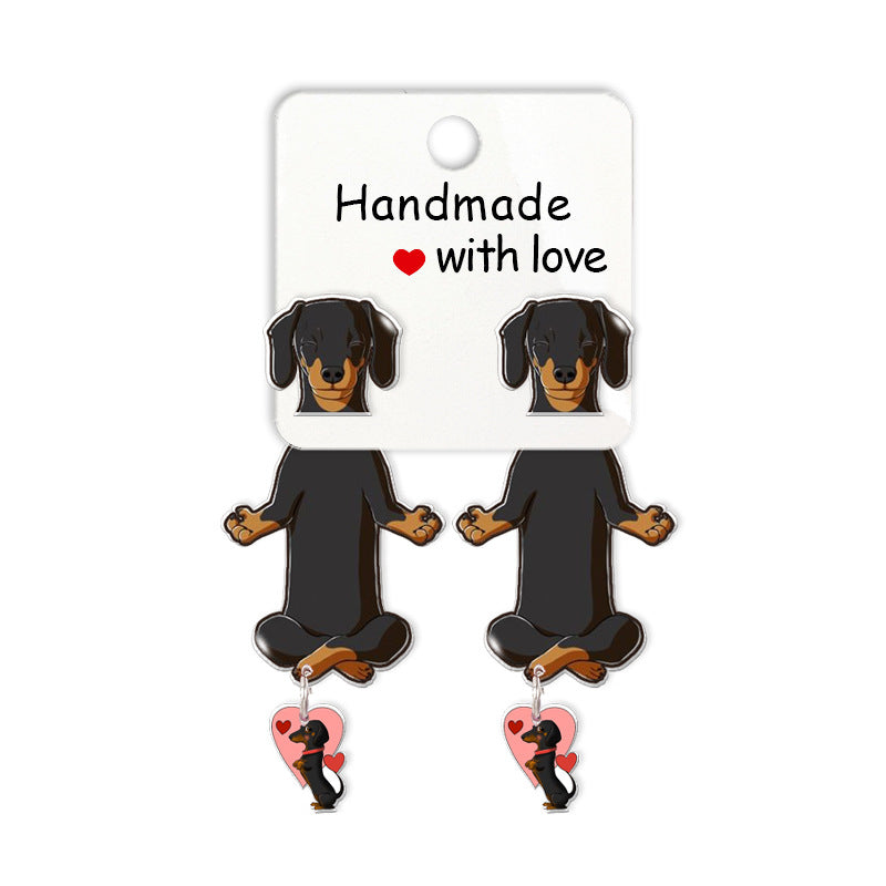 Wholesale Cartoon Cute Animal Dachshund Acrylic Earrings