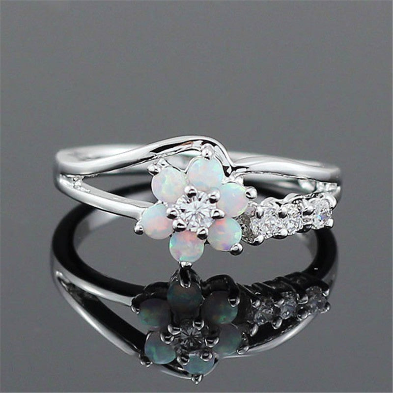 Wholesale Floral Opal Alloy Rings