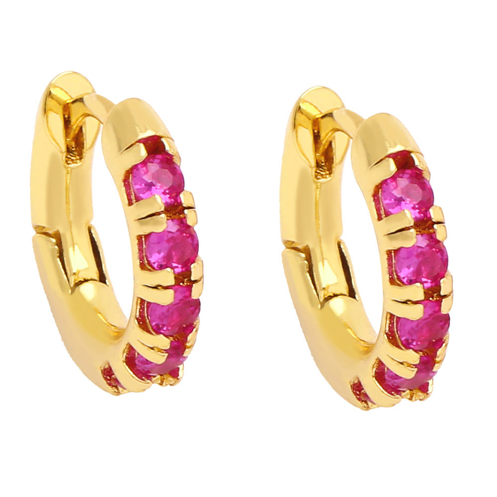 Wholesale Single Row Diamond Color Zircon Copper Ear Studs