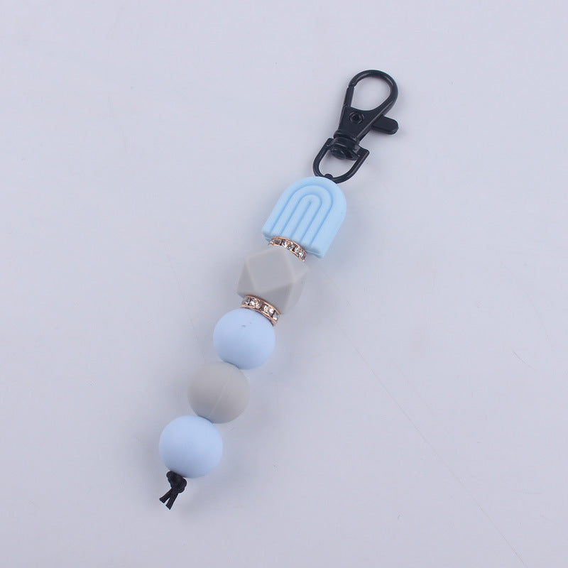 Llavero con cuentas de silicona arcoiris al por mayor