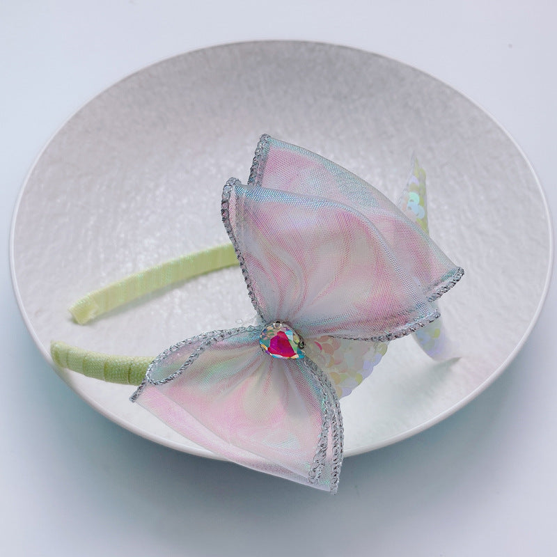 Wholesale Laser Sequins Mermaid Bow Knot Headwear for Kids