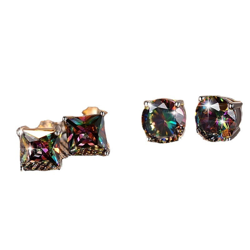 Wholesale Jewelry Jewelry Square Round Colorful Copper Earrings