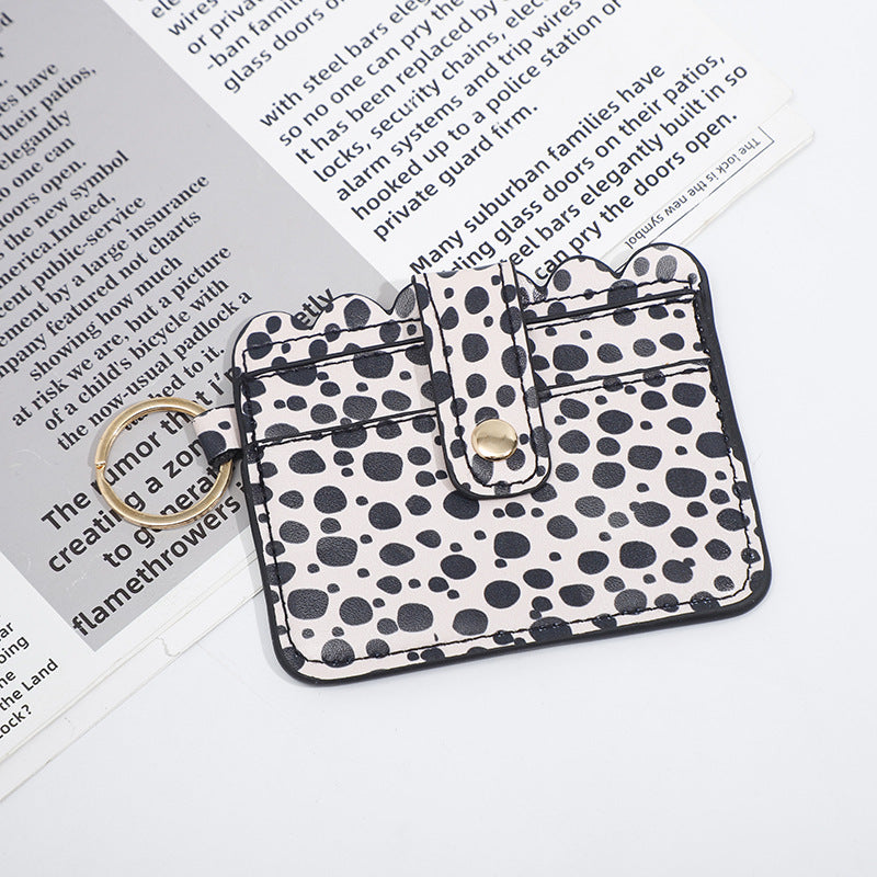 Llavero de tallador de cartas de girasol leopardo de cuero al por mayor