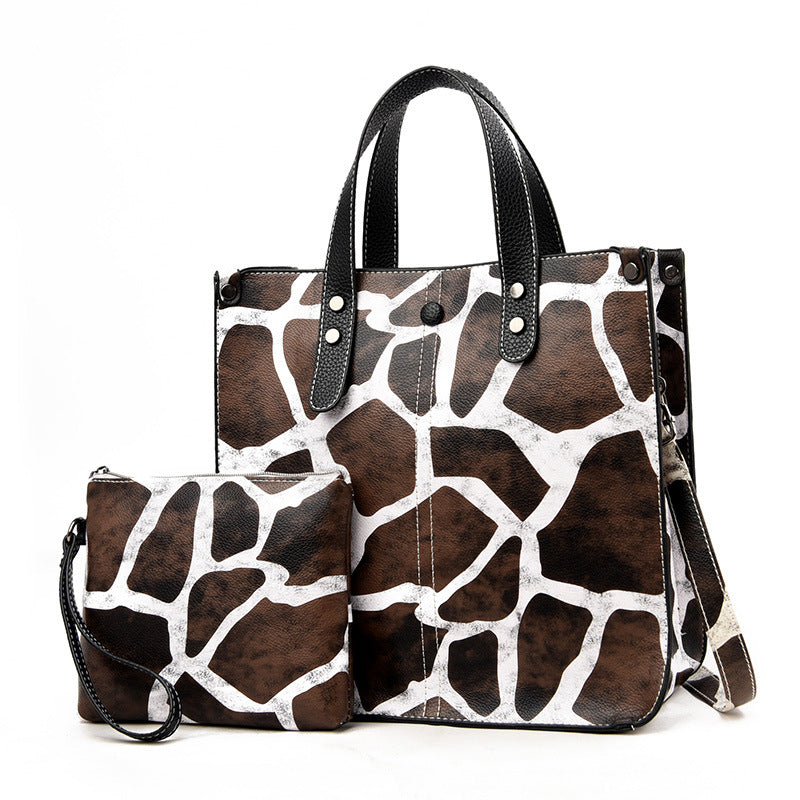 Wholesale Polyester Leopard Pattern Cow Pattern Mother Bag Two-piece Set