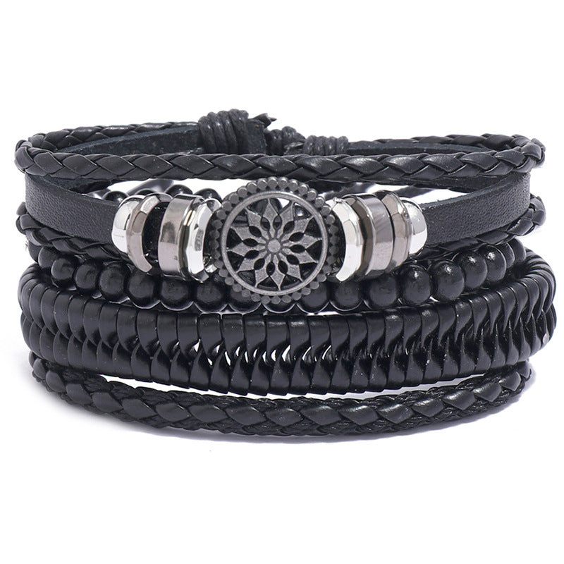 Wholesale Vintage Men's Leather Bracelet Set of 4