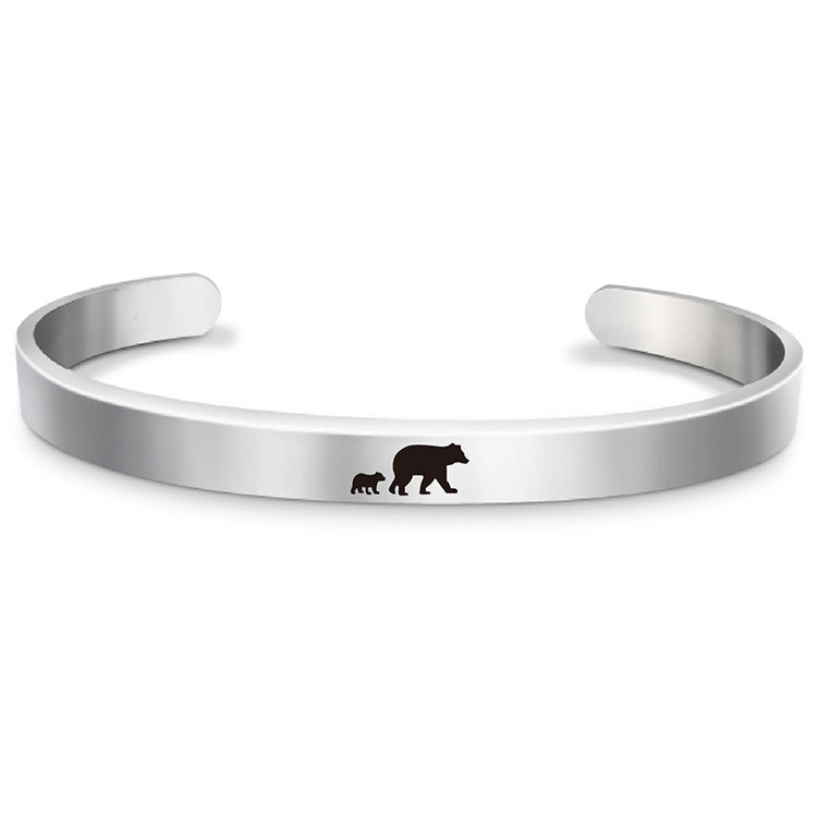 Wholesale Stainless Steel Mother's Day Bear Bracelet