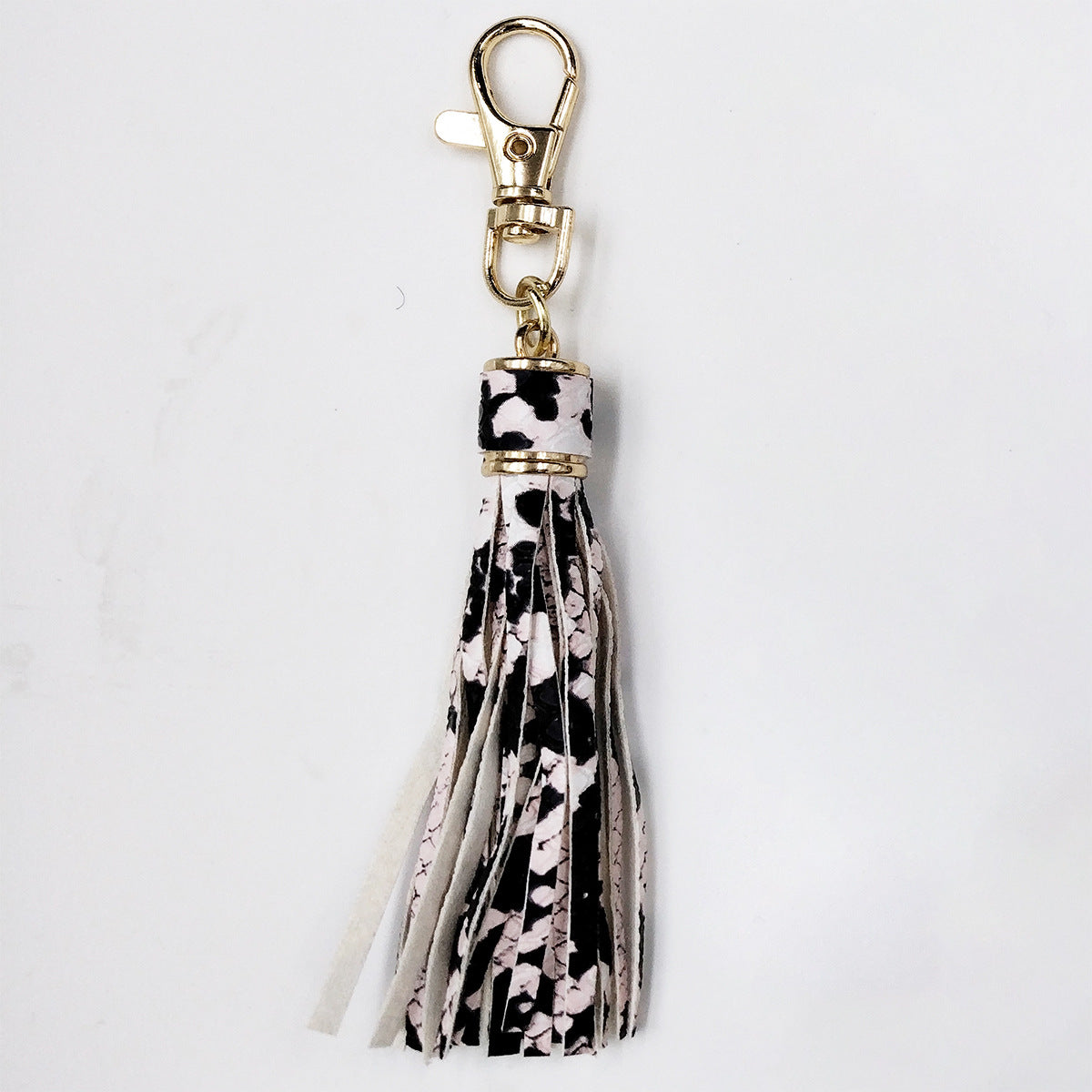 Llavero al por mayor de la borla del cuero del modelo de la vaca del leopardo de la PU