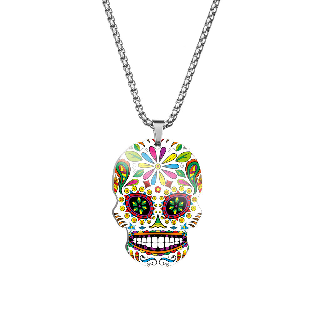Wholesale Skull Colorful Titanium Necklace