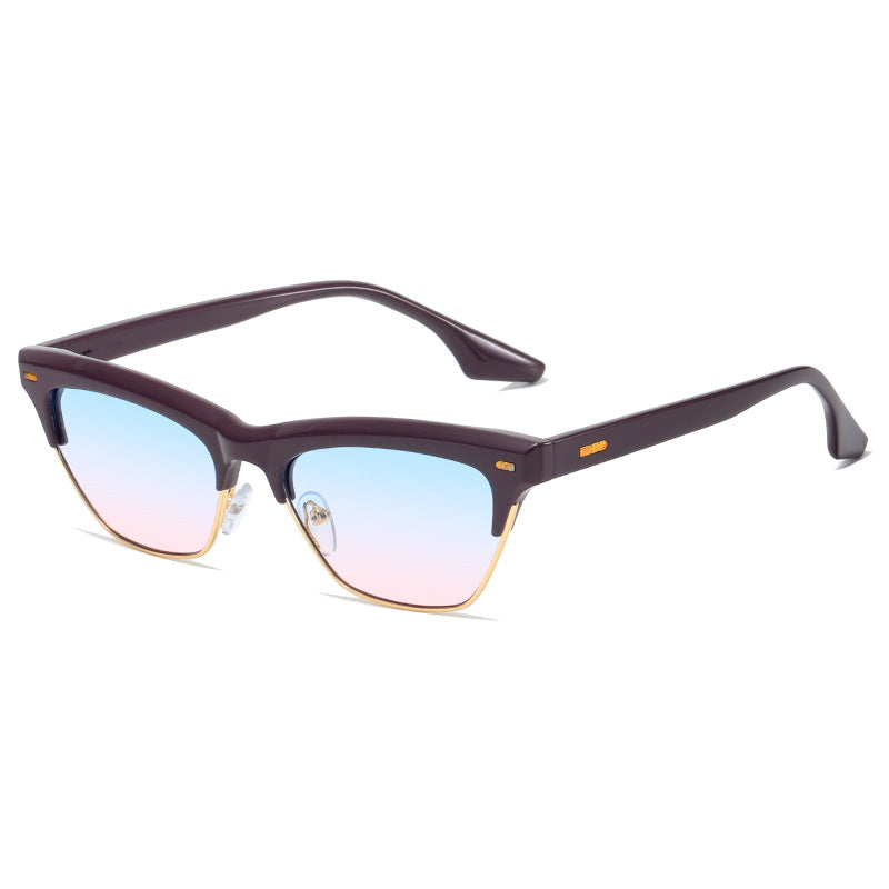 Wholesale Metal Half Frame Small Frame PC Sunglasses