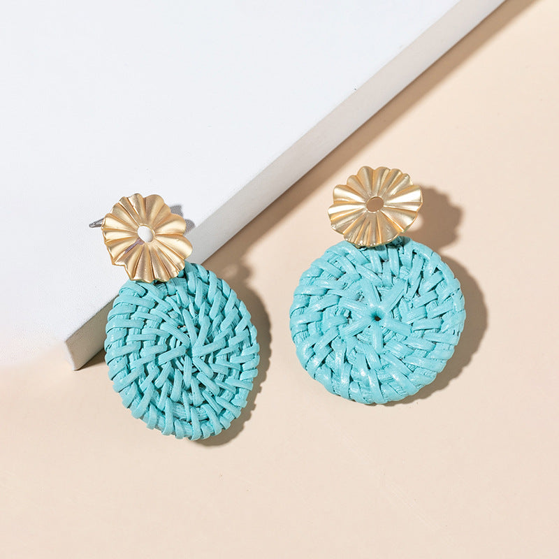 Wholesale Colorful Rattan Alloy Earrings