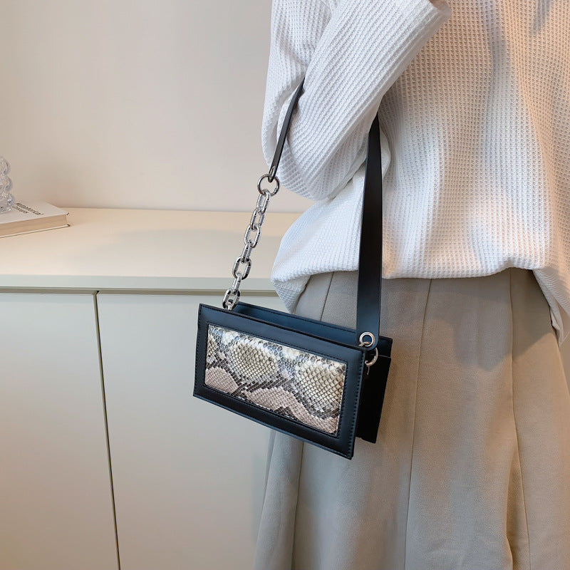 Wholesale PU Snake Pattern Stitching Shoulder Bag