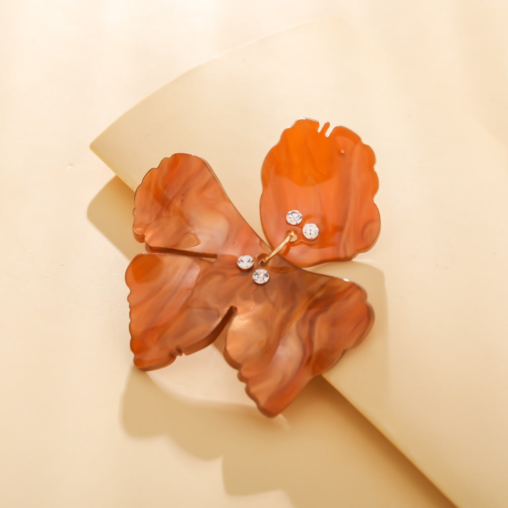 Wholesale Holiday Exaggerated Clover Resin Earrings