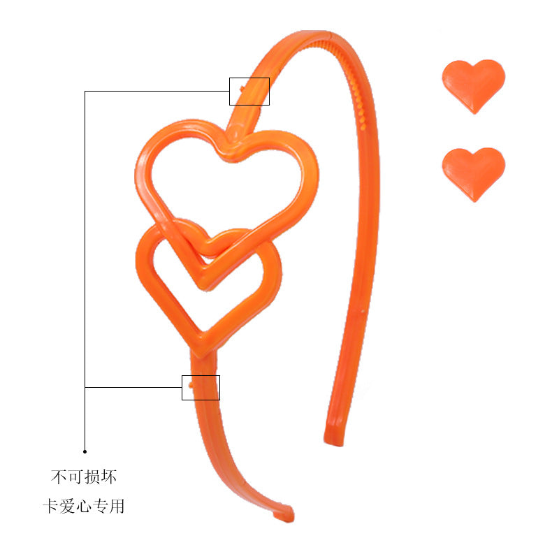 Wholesale Three-dimensional Hollow Candy Color Peach Heart Plastic Hairband