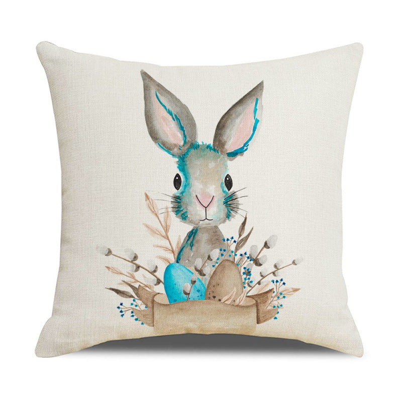 Wholesale Polyester Cartoon Easter Bunny Series Throw Pillowcase