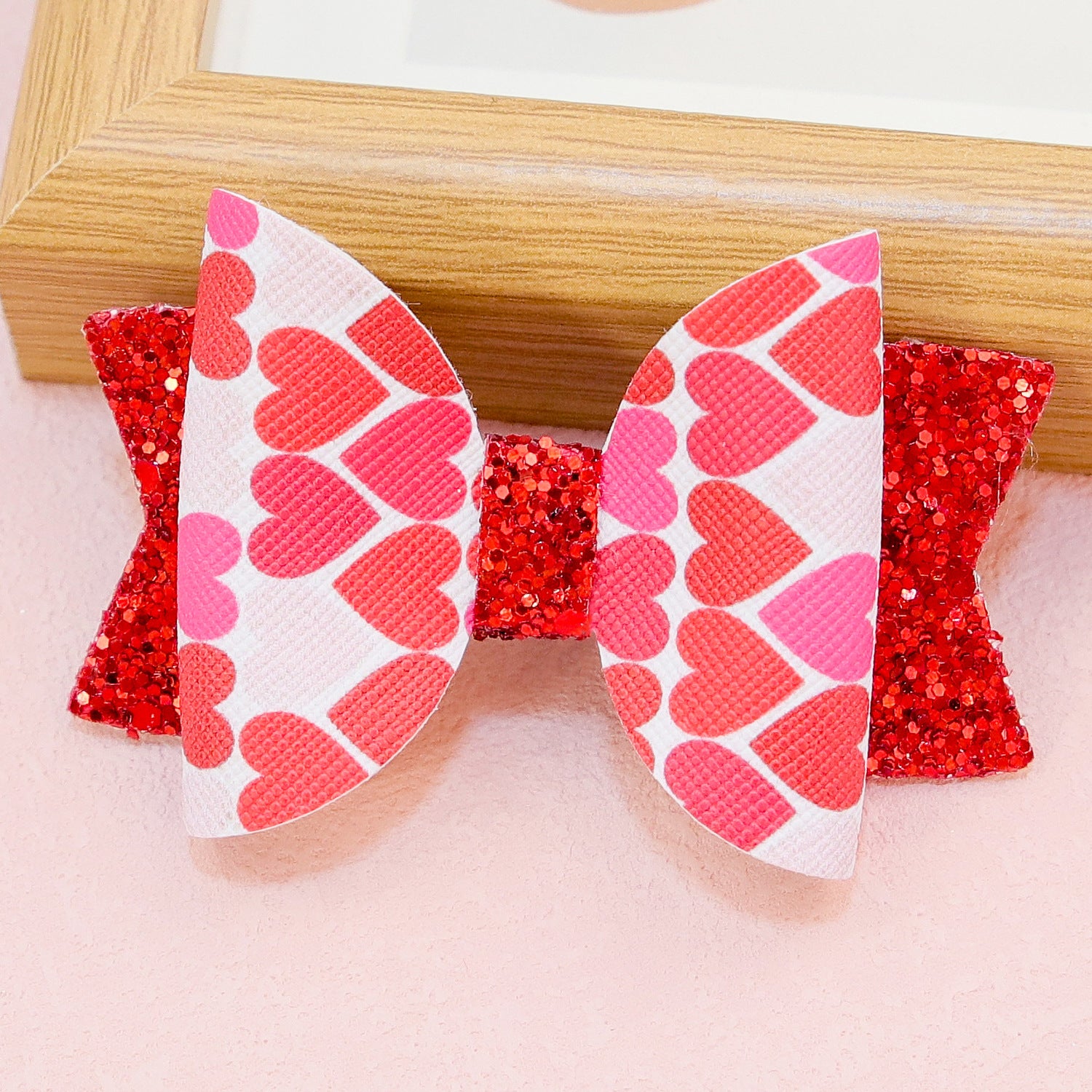 Wholesale Valentine's Day Love Letter Printing Pattern Bow Knots Fabric Hair Clip