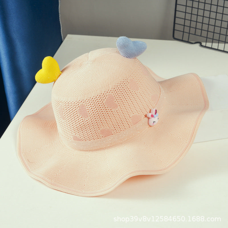 Wholesale Polyester Children's Large Brim Sunshade Hollow Breathable Fisherman Hat