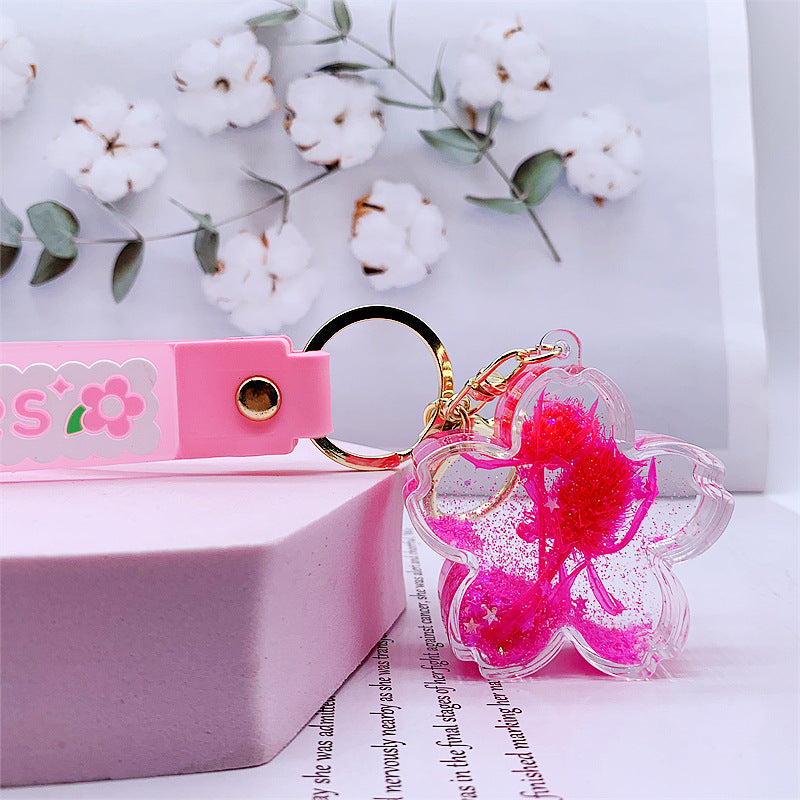 Comercio al por mayor acrílico aceitado flor de cerezo llavero creativo