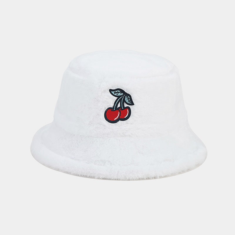 Wholesale Winter Cherry Bucket Hat Plush Hat