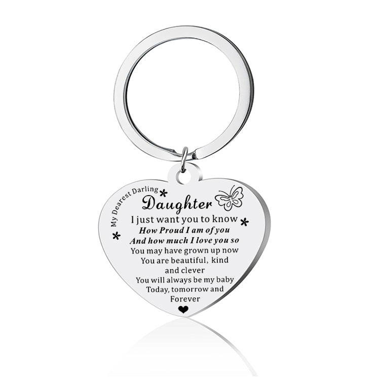 Venta al por mayor de acero inoxidable HIJA Ideas de regalo Llaveros para hija