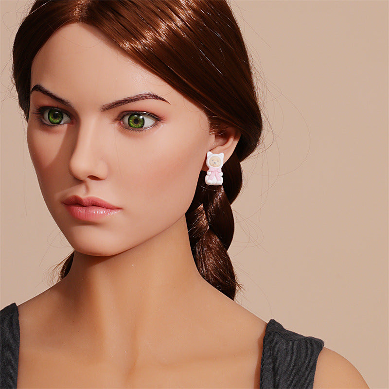 Wholesale Cute Animals Cartoon Flocking Earrings