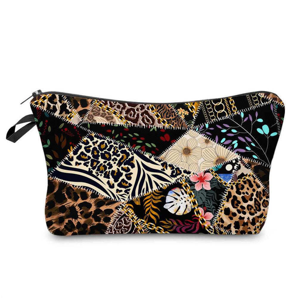 Wholesale Polyester Leopard Cosmetic Bag
