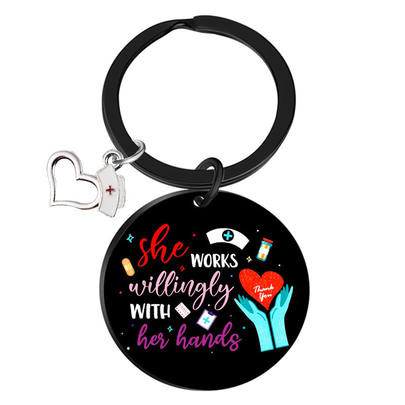 Wholesale Stainless Steel Nurses Day Color Printing Creative Keychain