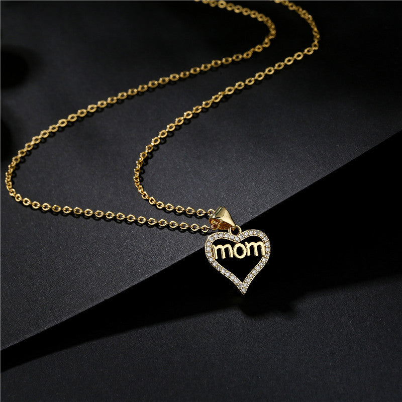 Wholesale Mother's Day Heart Letter Mom Copper Necklaces