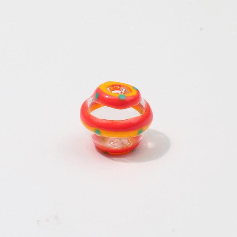 Accesorios de joyería de vidrio hueco pintado a mano al por mayor cuentas