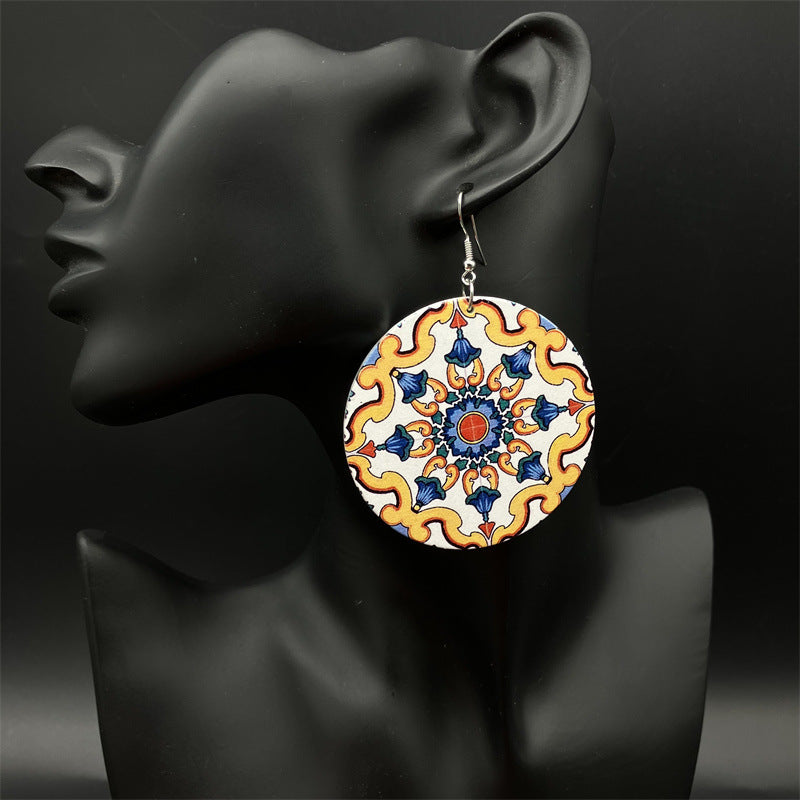 Wholesale Bohomian Vintage Wood Big Earrings
