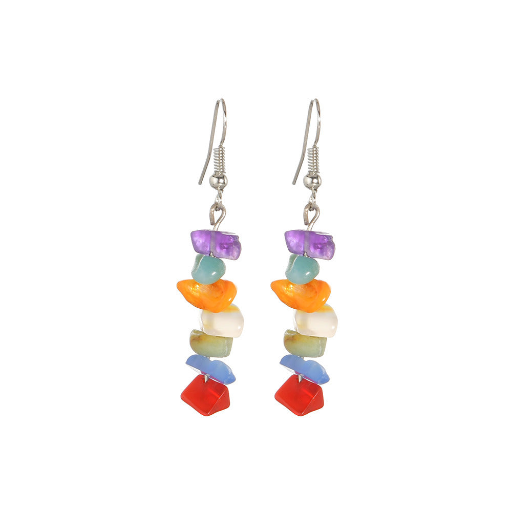 Wholesale Colorful Natural Gravel Earrings