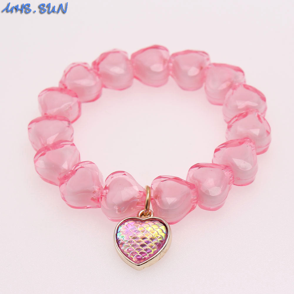 Wholesale Rainbow Cloud Oil Drip Acrylic Beaded Bracelet