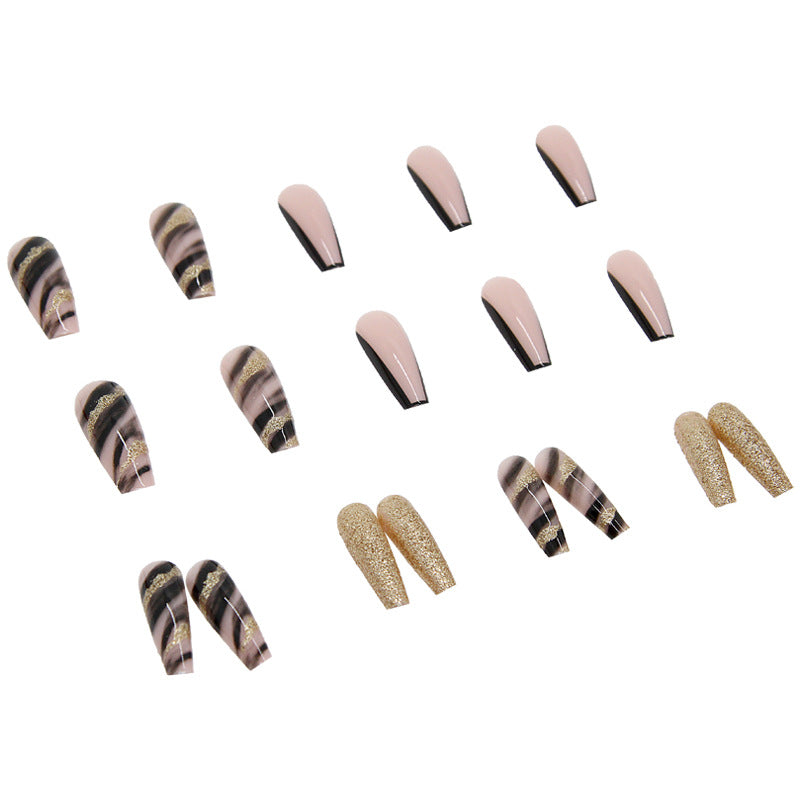 Wholesale Nail Art Wear Armor Shiny Black Gold Plastic Nail Stickers