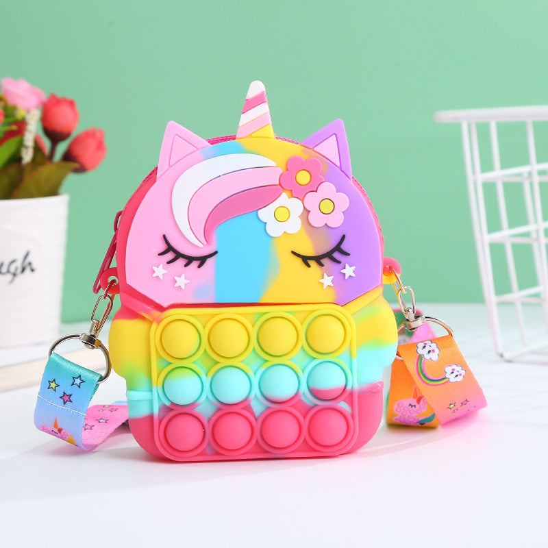 Wholesale Unzip Silicone Unicorn Kids Bag