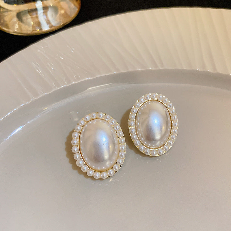 Wholesale Real Gold Plated Silver Needle Vintage Earrings Imitation Pearl