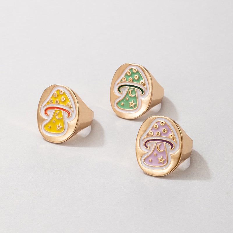 Conjunto de 3 anillos de aleación de hongos lindos al por mayor