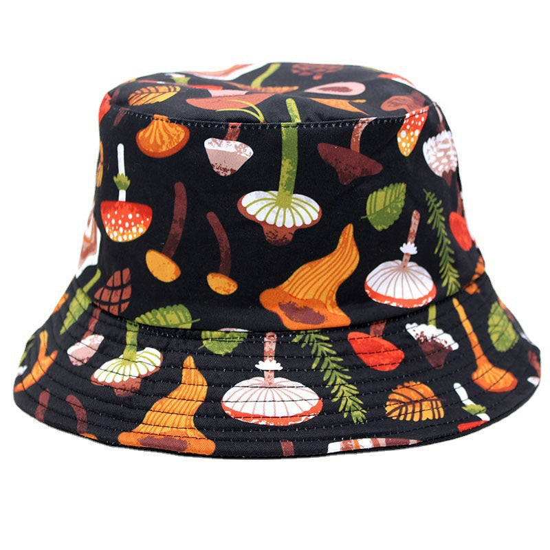 Wholesale Cotton Polyester Cute Colorful Mushroom Printing Fisherman Hat