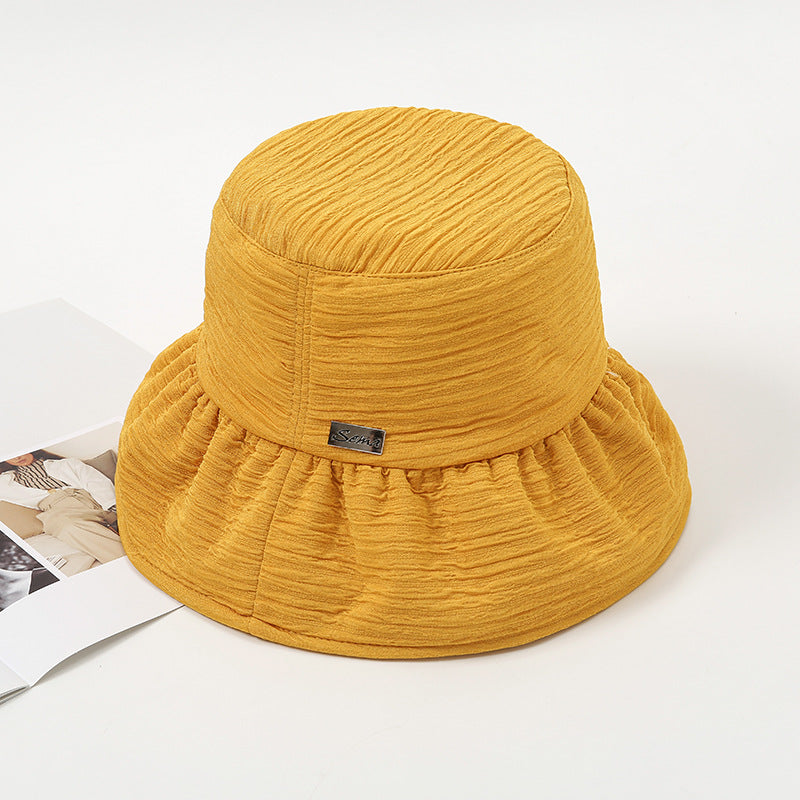 Wholesale Polyester Solid Color Pleated Bucket Hat