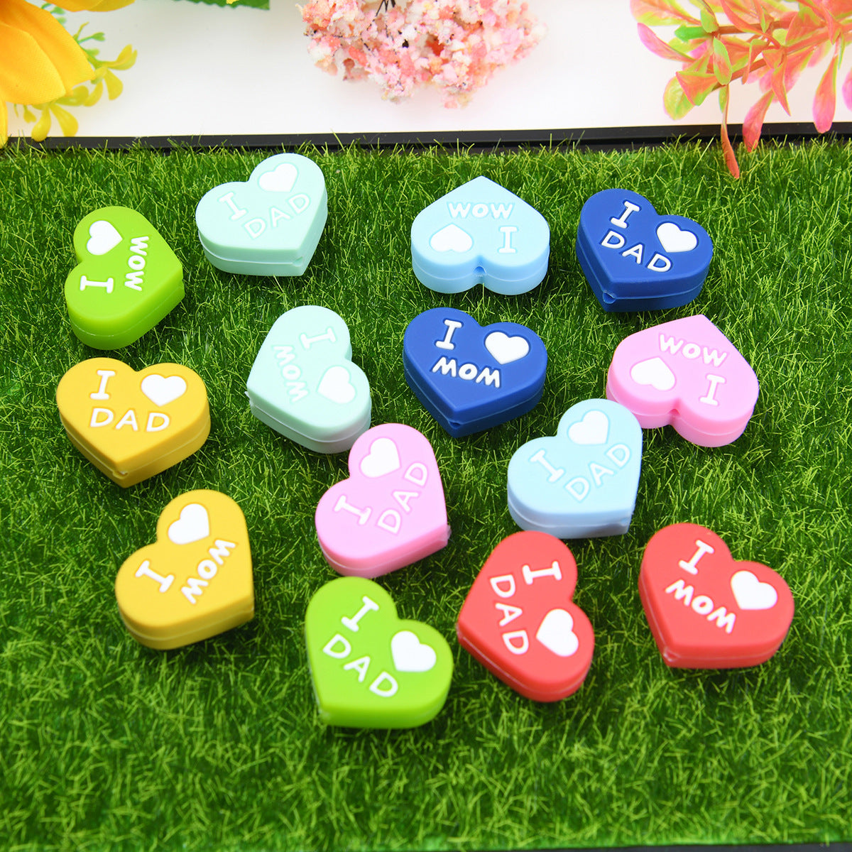 Venta al por mayor 50 piezas de cuentas de silicona de corazón de 17mm