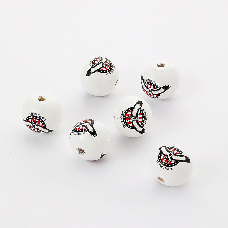 Venta al por mayor 100 piezas de cuentas de madera del Día de la Independencia Americana