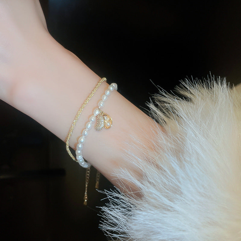 Wholesale Zircon Freshwater Pearl Alloy Bracelet