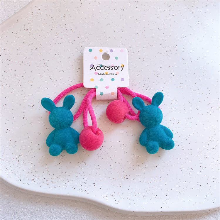 Wholesale Cartoon Flocking Peach Heart Bunny Children Hair Band