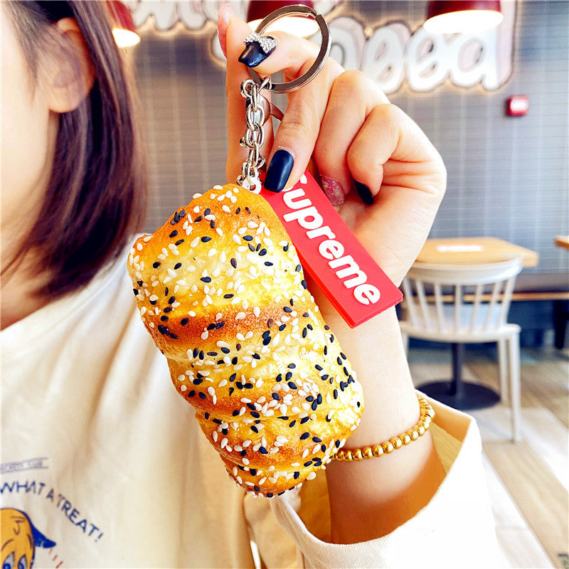 Wholesale PVC Imitation Coconut Bread Creative Keychain