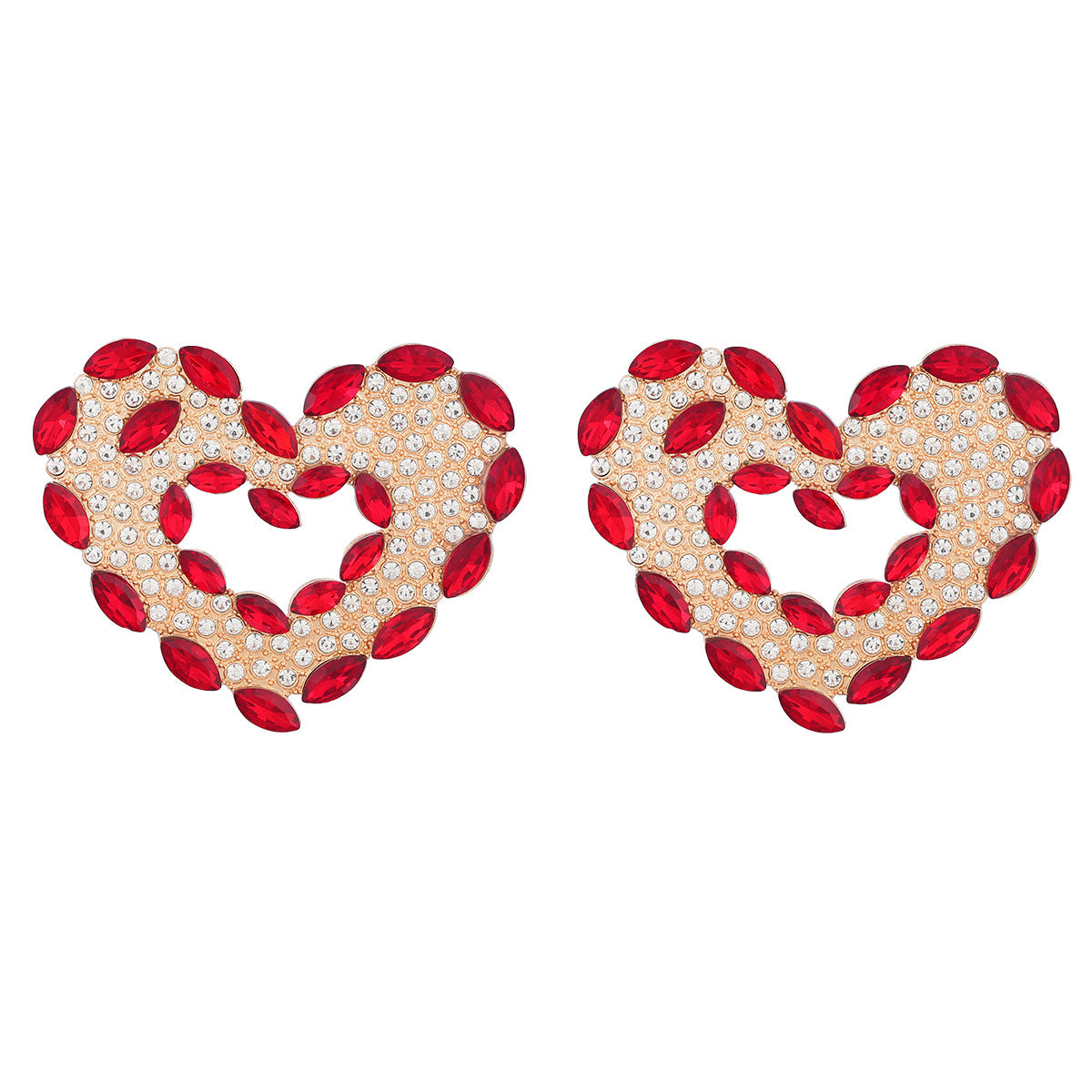 Wholesale Colored Diamond Heart Alloy Earrings