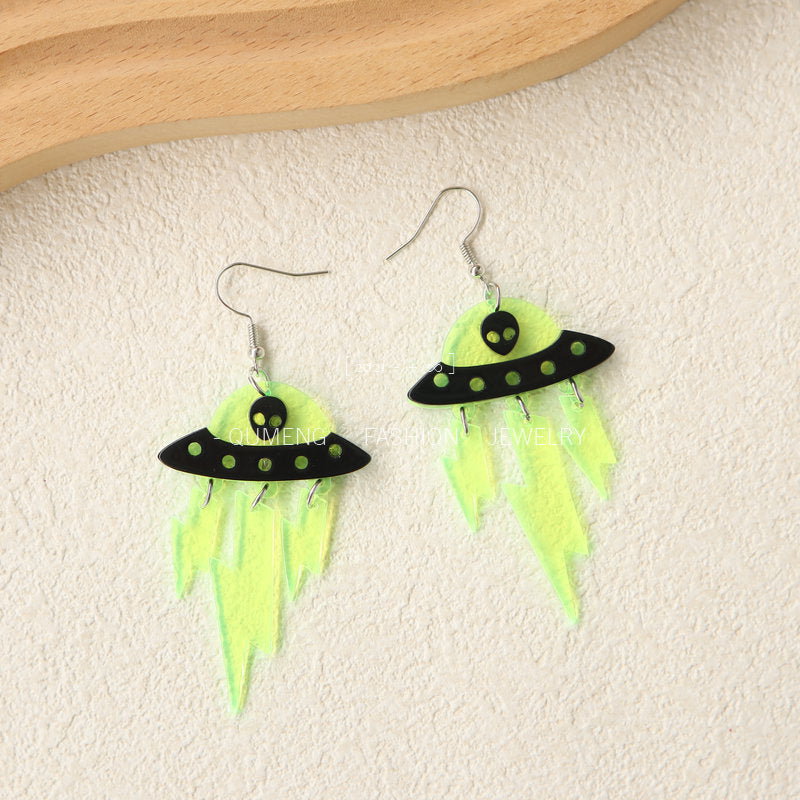 Wholesale Halloween UFO Alien Acrylic Earrings