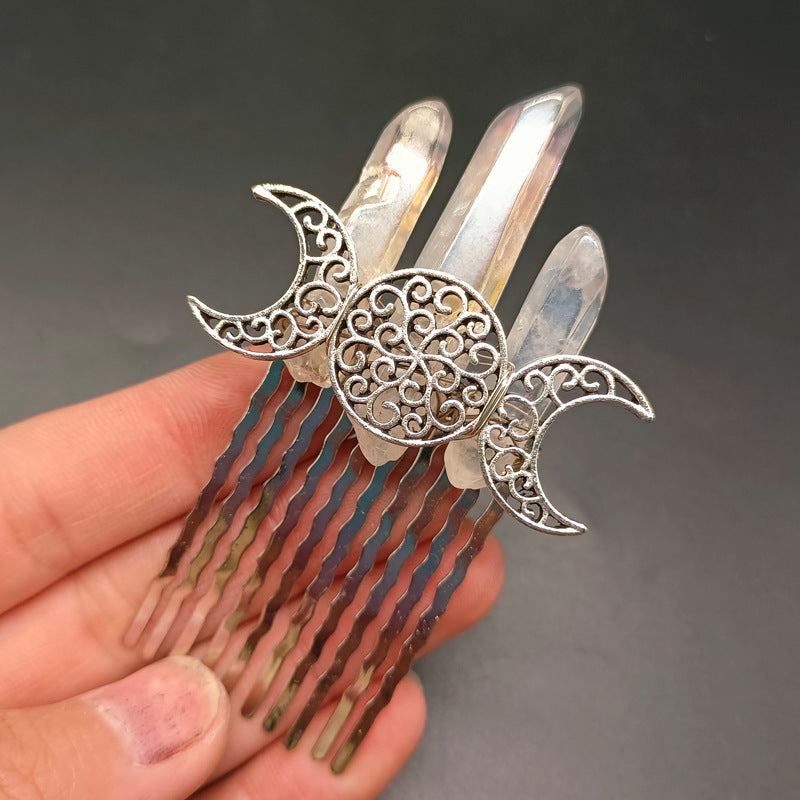 Wholesale Natural Crystal Hair Comb Metal Hair Clips