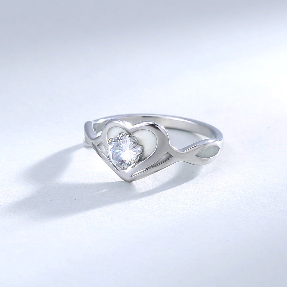 Venta al por mayor Anillos luminosos de mariposa de corazón de acero inoxidable