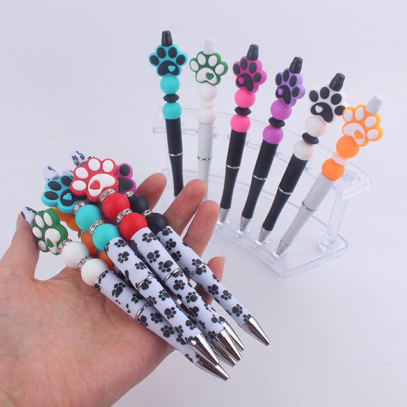 Wholesale Handmade Bead Pen Cartoon Dog Paw Silicone Ballpoint Pen