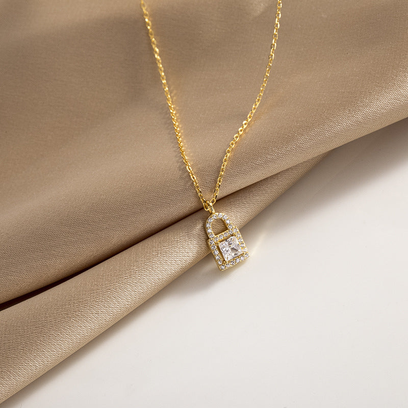 Wholesale S925 Silver Lock Diamond Necklace