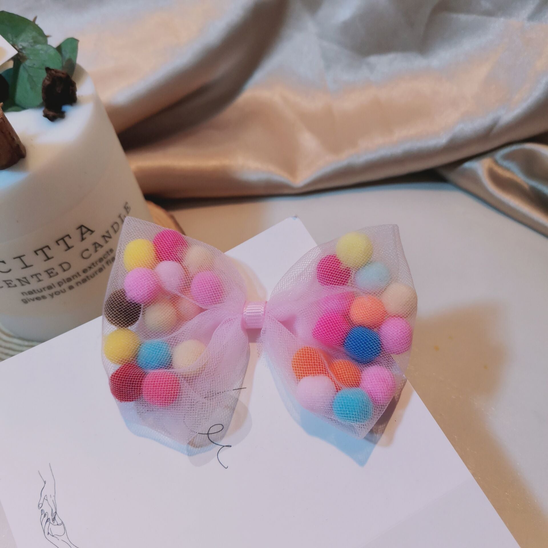 Wholesale 15PCS Colorful Mesh Bow Yarn Kids Hair Clips